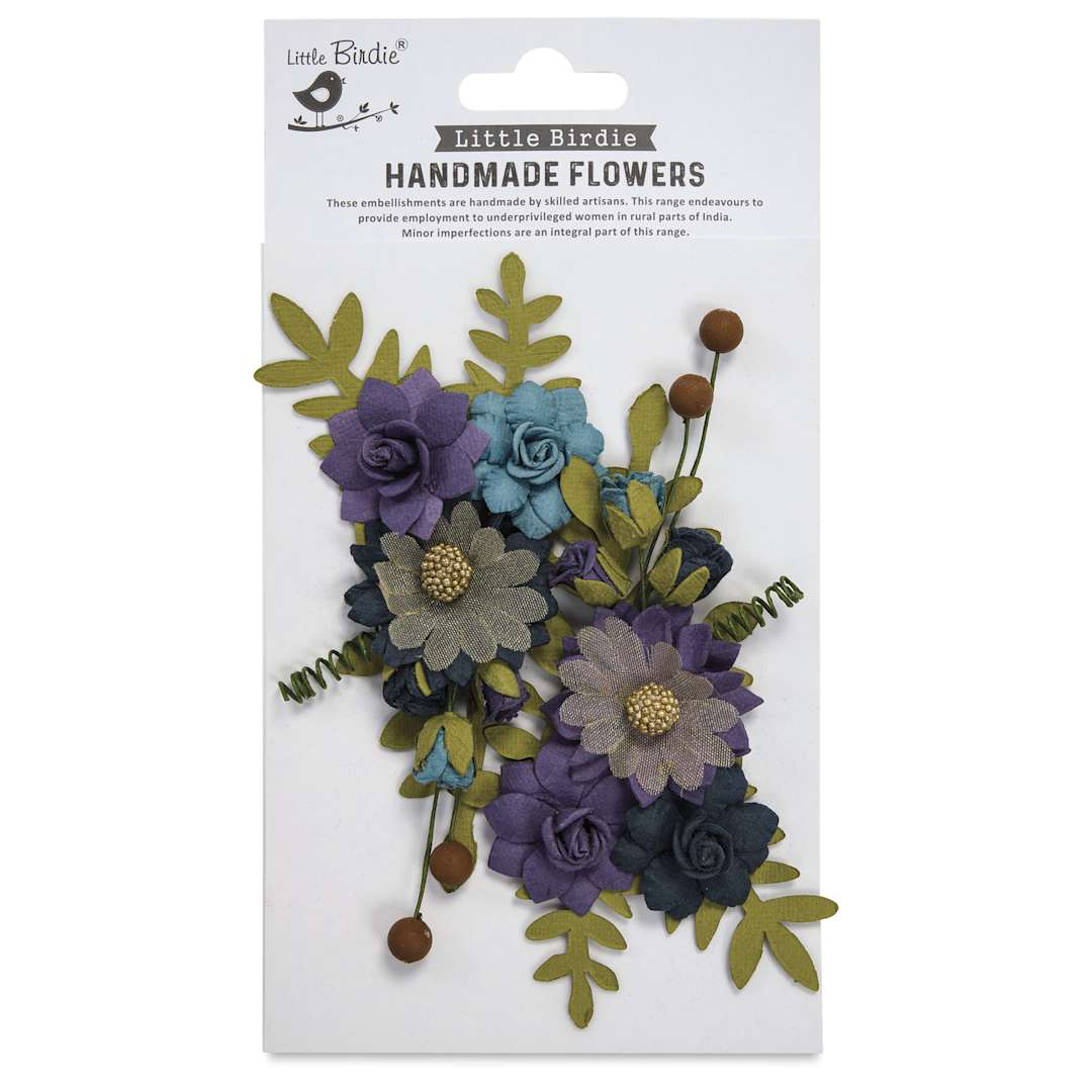 Open in modal - Little Birdie Fairy Rosa Paper Flowers - Purple Passion, Pkg of 2 - front of packaging