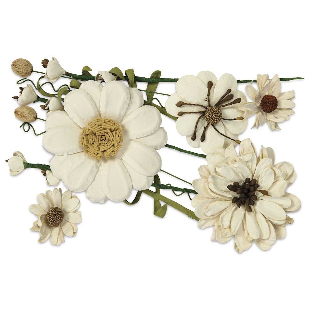 Open in modal - Little Birdie Heleen Paper Flowers - Ivory Pearl, Pkg of 12 - out of packaging