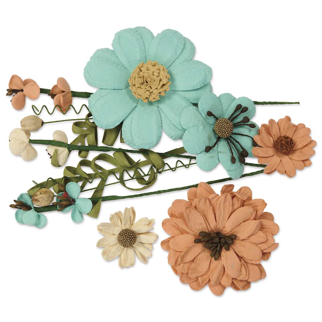 Open in modal - Little Birdie Heleen Paper Flowers - Sun & Rain, Pkg of 12 - out of packaging