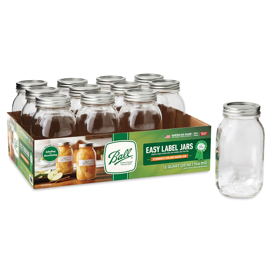 Open in modal - Ball Easy-Label Smooth-Sided Mason Jars - 32 oz jar outside of packaging
