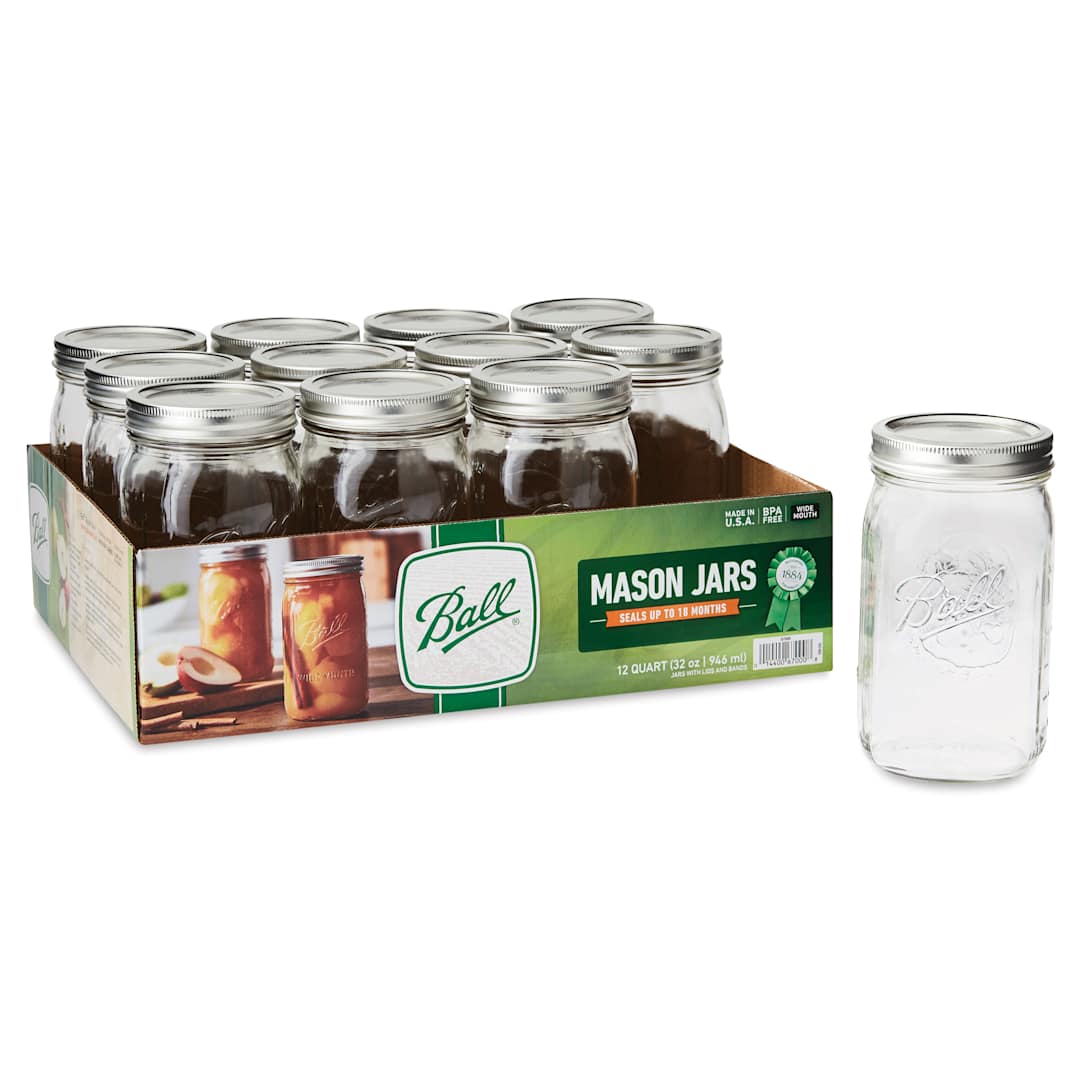 Open in modal - Ball Mason Jars and Lids - 32 oz, Wide Mouth, Pkg of 12