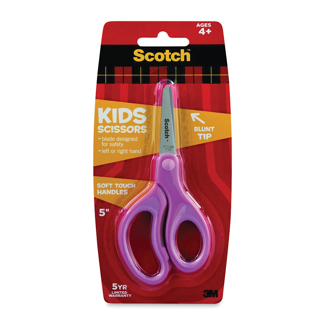 Open in modal - Scotch Soft Touch Blunt Kids Scissors, 5", Stainless Steel, Purple (color may vary)
