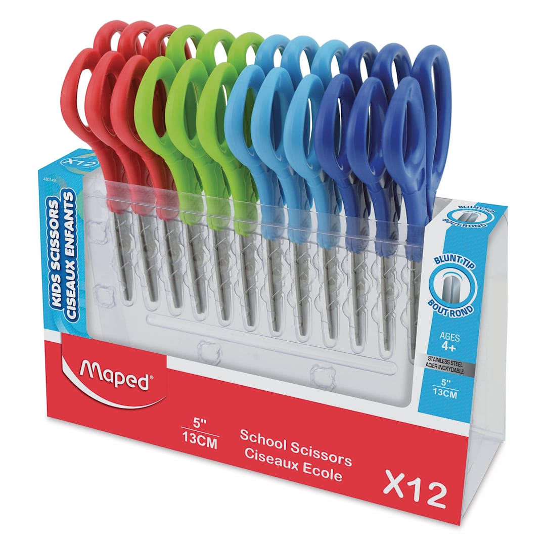 Open in modal - Maped Kids School Scissors Pack - Blunt Tip, Pkg of 12, inside of the packaging