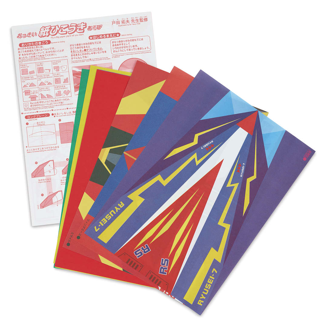 Open in modal - Aitoh Paper Airplane Origami Kit, kit contents