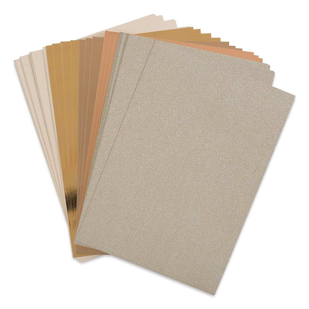 Open in modal - Sizzix Surfacez Opulent Cardstock - Rose Gold, Package of 50 Sheets, 8"W x 11-1/2"L, 250 gsm (Out of packaging)