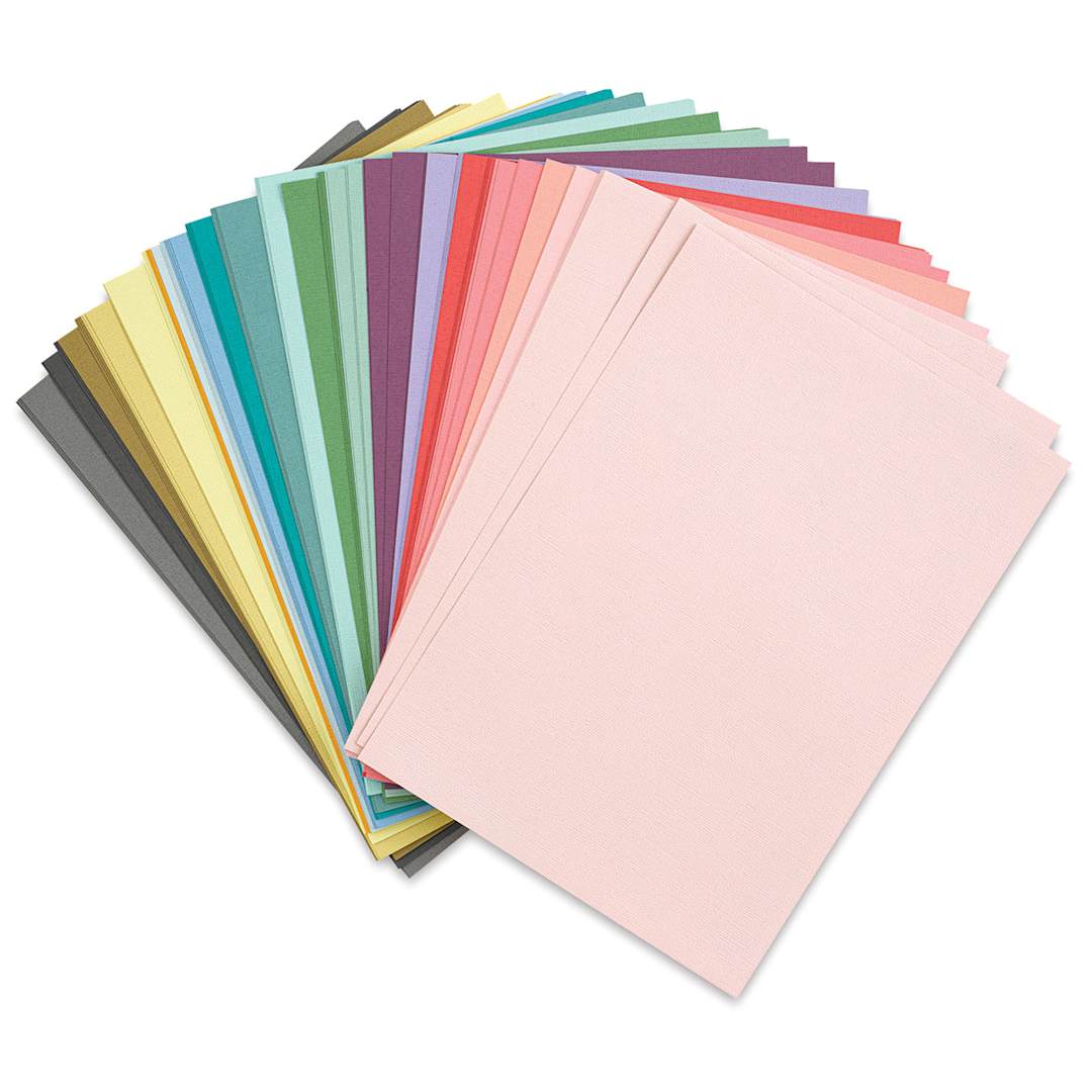 Open in modal - Sizzix Surfacez Cardstock - Assorted Colors, Package of 80 Sheets, 8-1/4"W x 11-3/4"L, 216 gsm (Out of packaging)