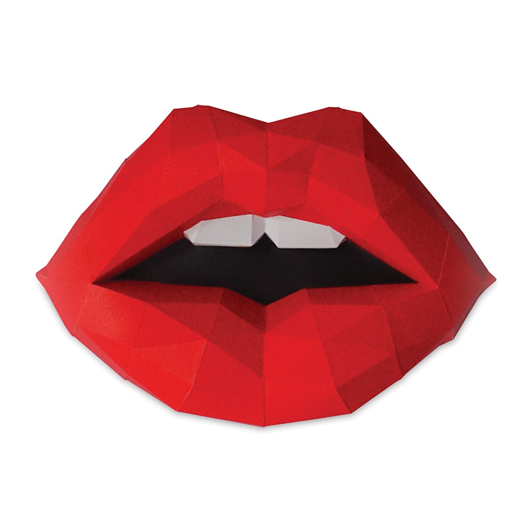 Open in modal - Papercraft World 3D Papercraft Wall Art DIY Kit - Red Lips (Front view)