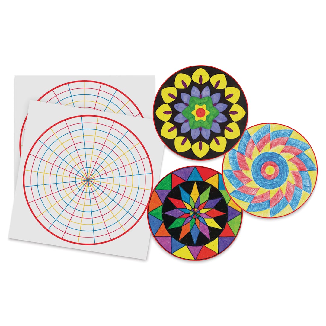 Open in modal - Roylco Make-A-Mandala Paper - 11" x 11", Pkg of 36 (finished examples with blank sheets)