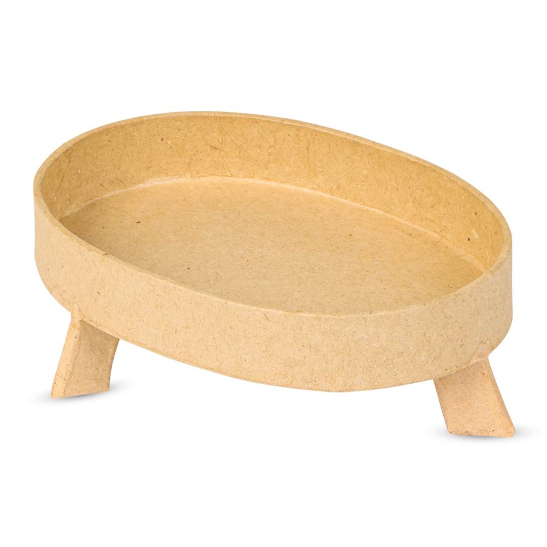 Open in modal - DecoPatch Paper Mache Tray - Oval, 3 Legs, 3-1/2" x 1-1/2" x 5"