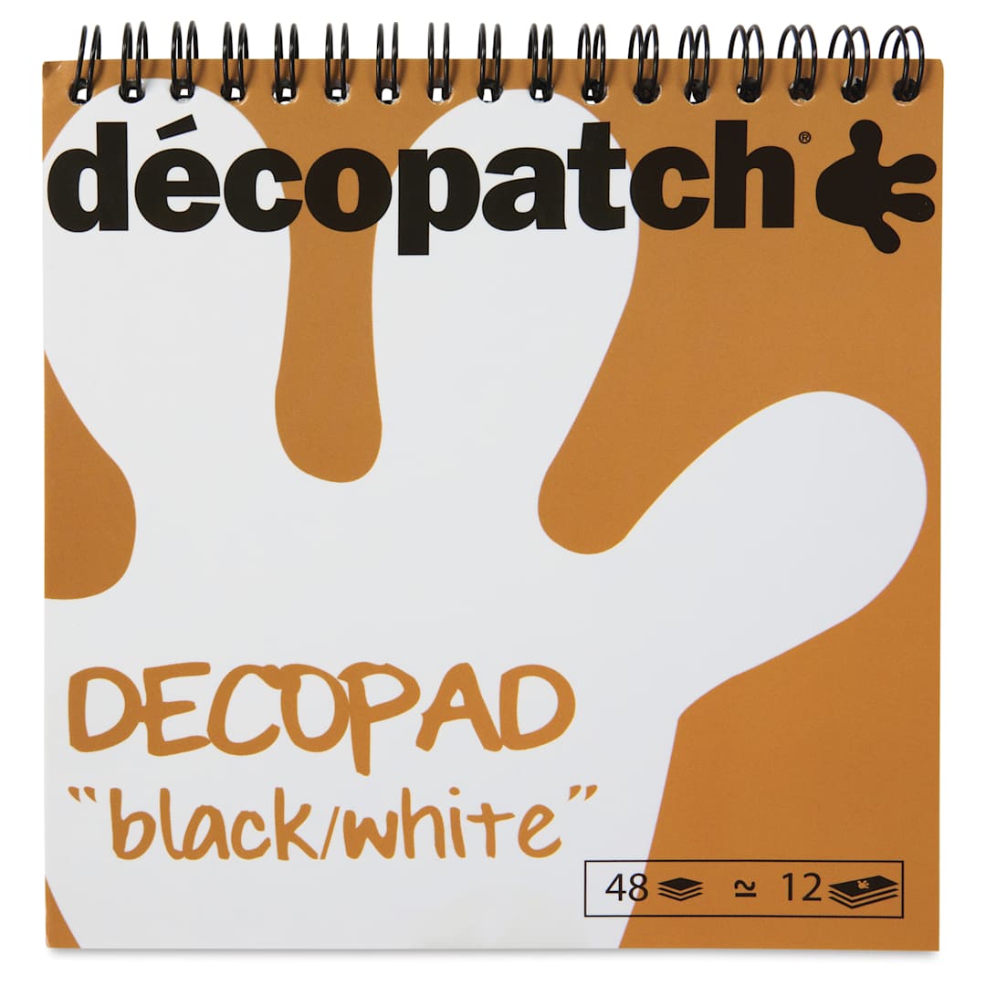 Open in modal - DecoPatch Paper DecoPad - Black / White, 6" x 6" - front of pad