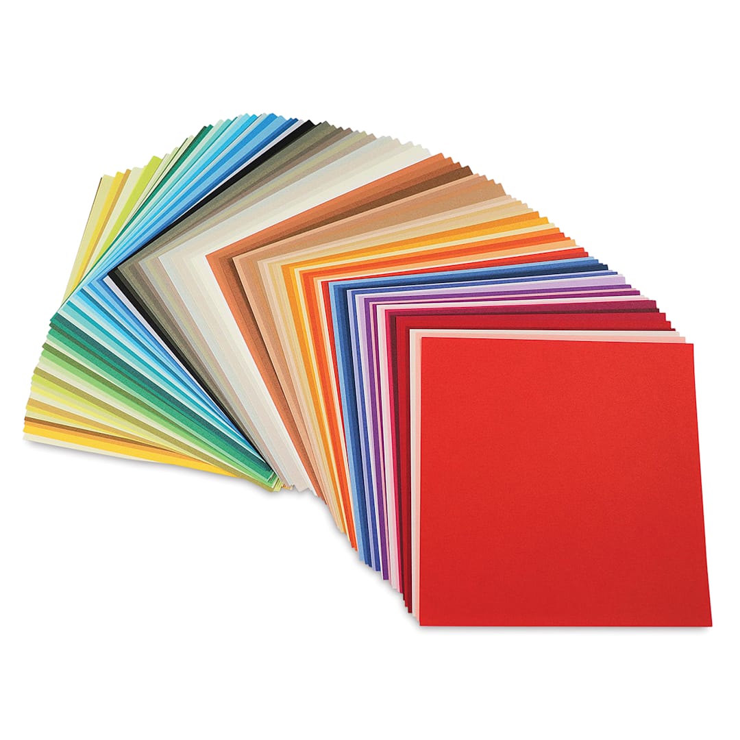 Open in modal - Yasutomo Pure Origami Paper - 5-7/8" x 5-7/8" Sheets, Assorted Colors, Pkg of 100 sheets fanned out