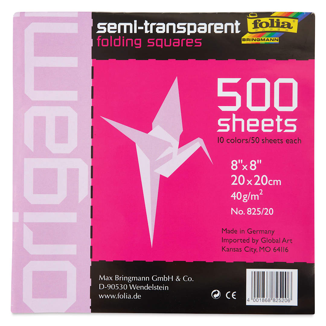 Open in modal - Folia Semi Transparent Origami Sheets - 8" x 8", 500 Sheets, Assorted