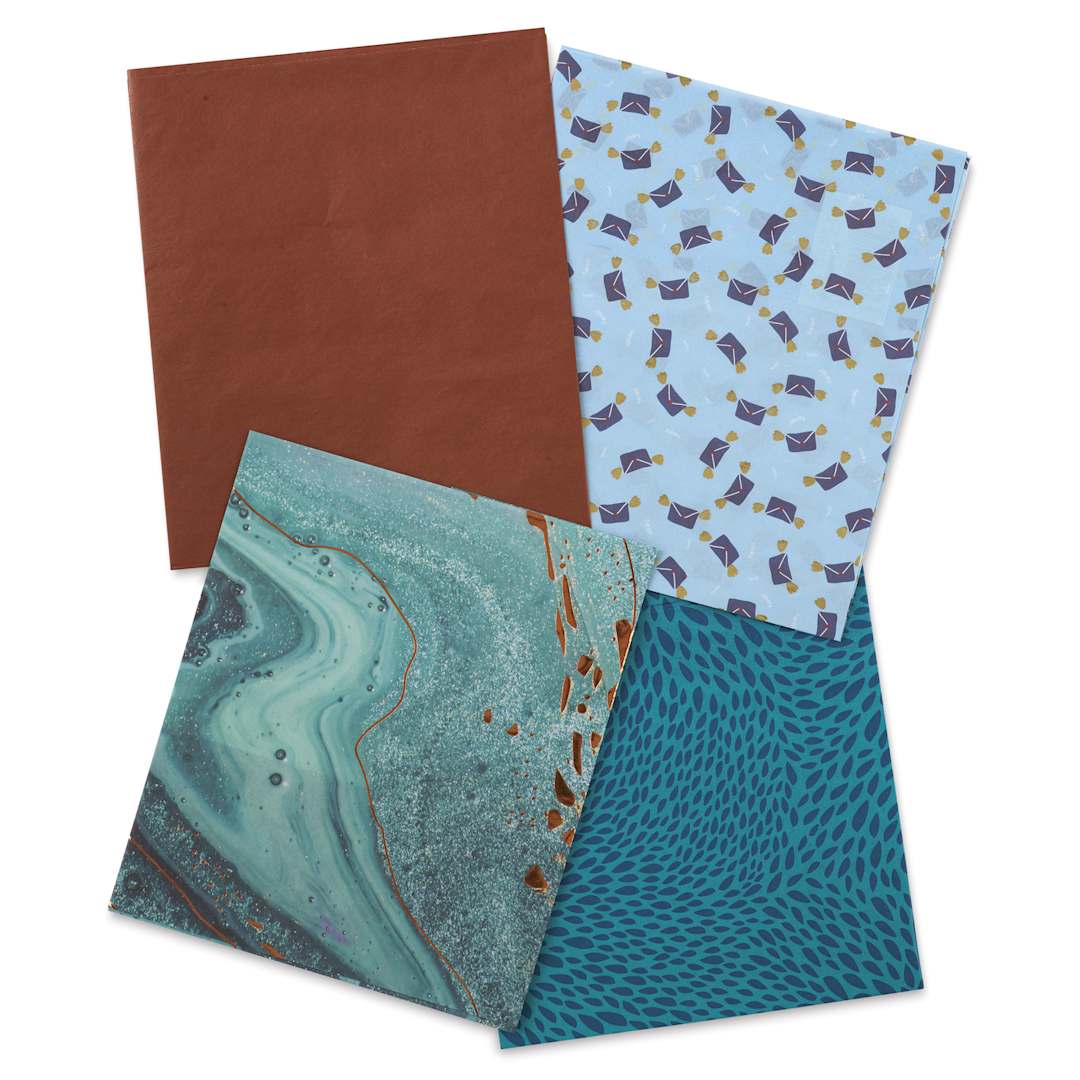 Open in modal - Decopatch Mix & Patch Paper Assortment - Set of 4, Bleu of You, 30 cm x 40 cm