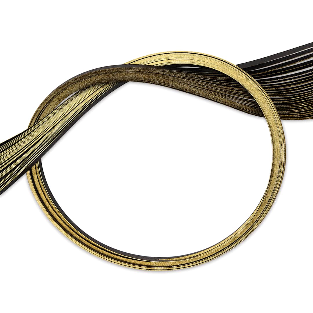 Open in modal - Quilled Creations Metallic Edge Gilded Quilling Paper - Pkg of 30, Gold Edge, Black, 1/8"