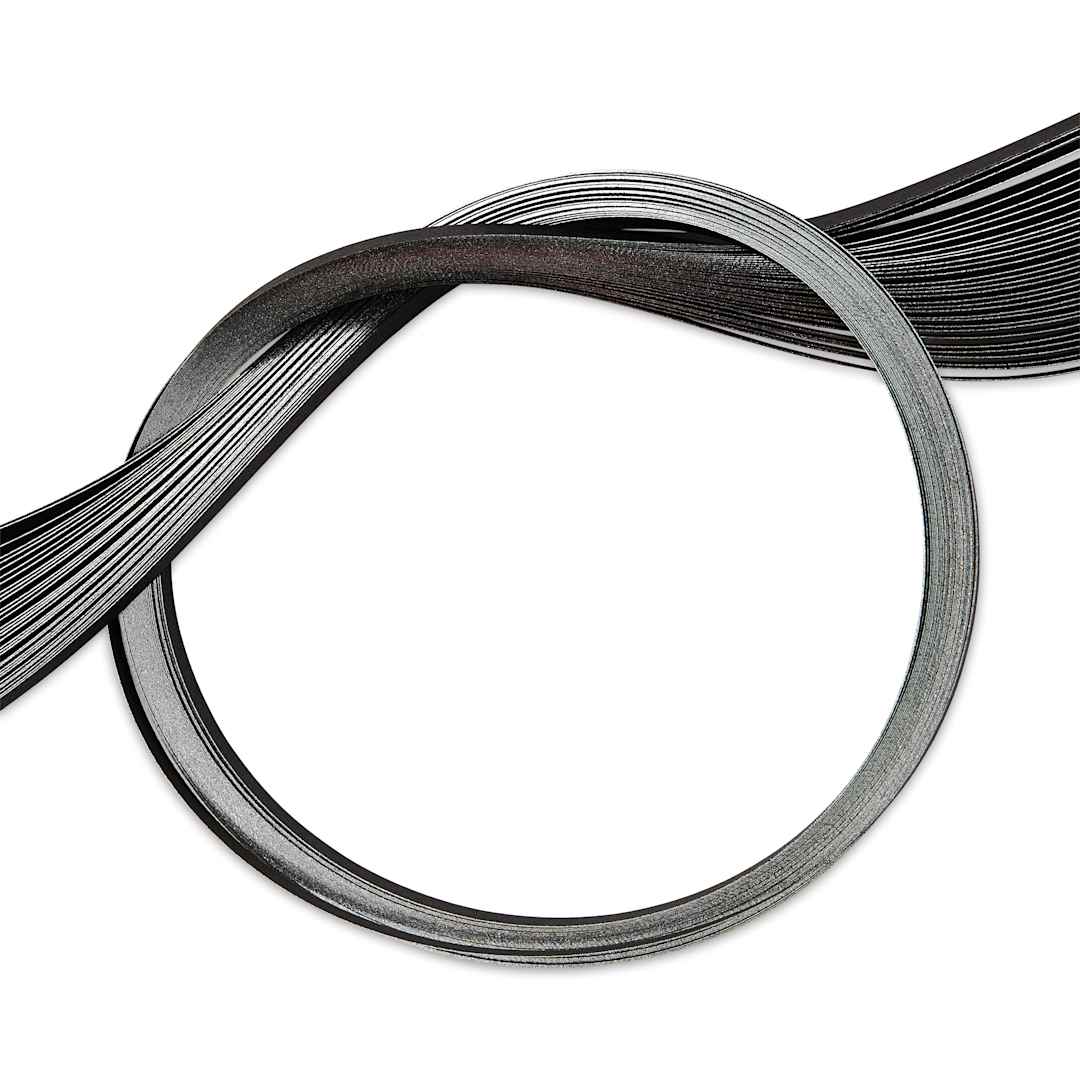 Open in modal - Quilled Creations Metallic Edge Gilded Quilling Paper - Pkg of 30, Silver Edge, Black, 1/8"