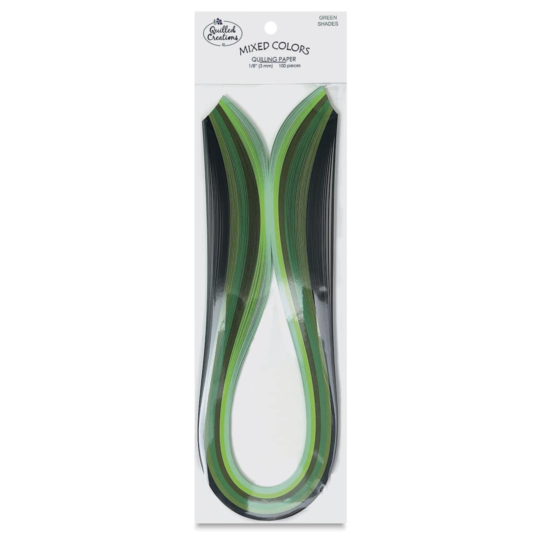 Open in modal - Quilled Creations Mixed Quilling Papers - Green Shades, Pkg of 100 - front of packaging