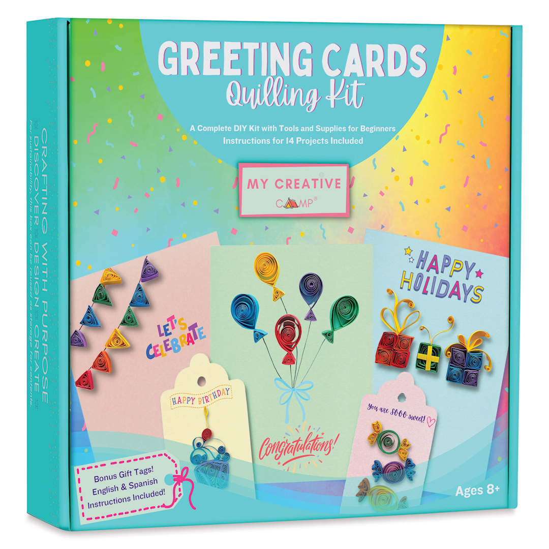 Open in modal - My Creative Camp Greeting Cards Quilling Kit front of packaging