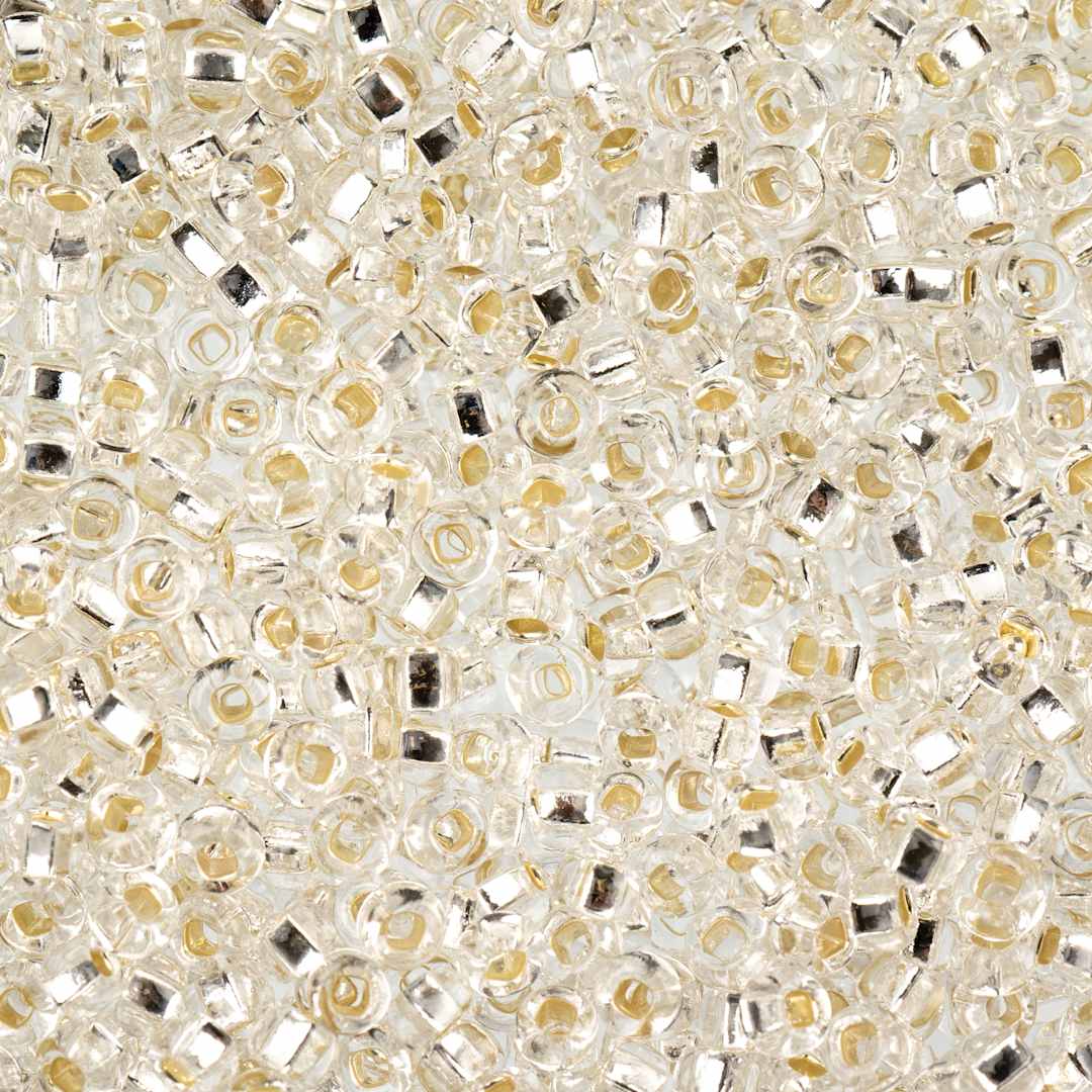 Open in modal -  John Bead 8/0 Czech Glass Seed Beads - Crystal Silver-Lined