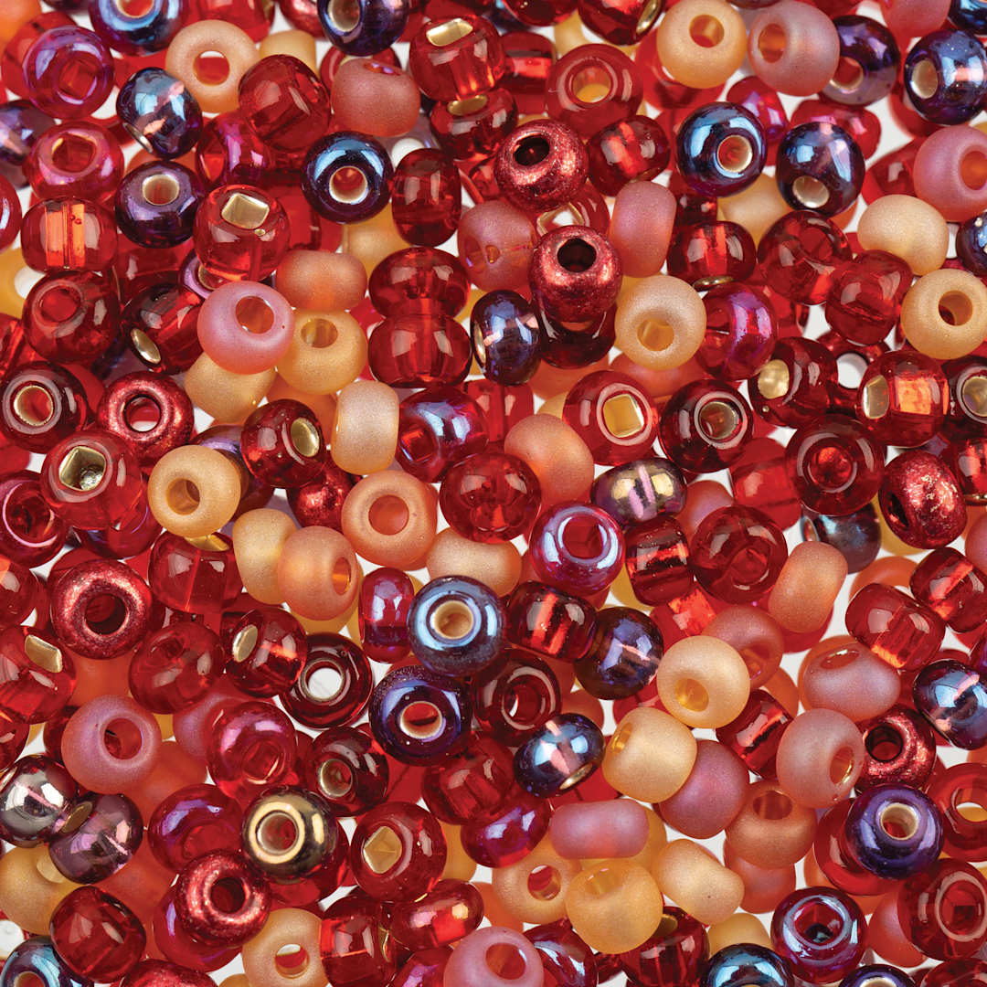 Open in modal - John Bead 6/0 Czech Glass Seed Beads - Royal Ruby Mix