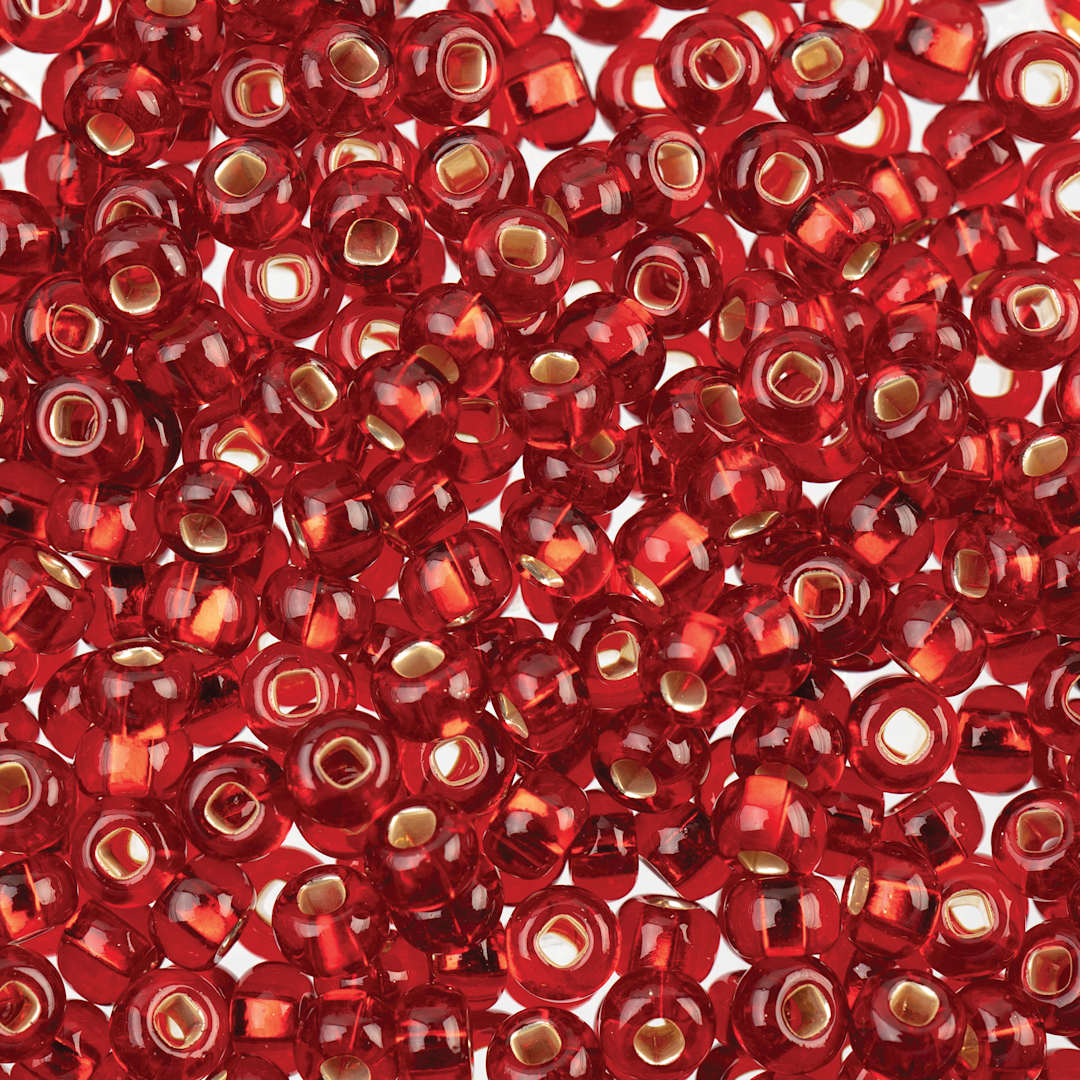 Open in modal - John Bead 6/0 Czech Glass Seed Beads - Ruby Silver-Lined