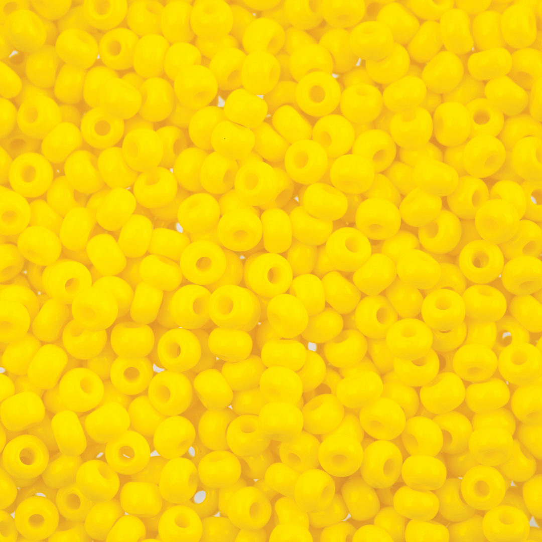Open in modal -  John Bead 8/0 Czech Glass Seed Beads - Opaque Lemon Yellow