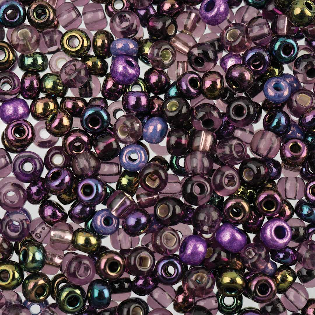 Open in modal - John Bead 6/0 Czech Glass Seed Beads - Royal Amethyst Mix