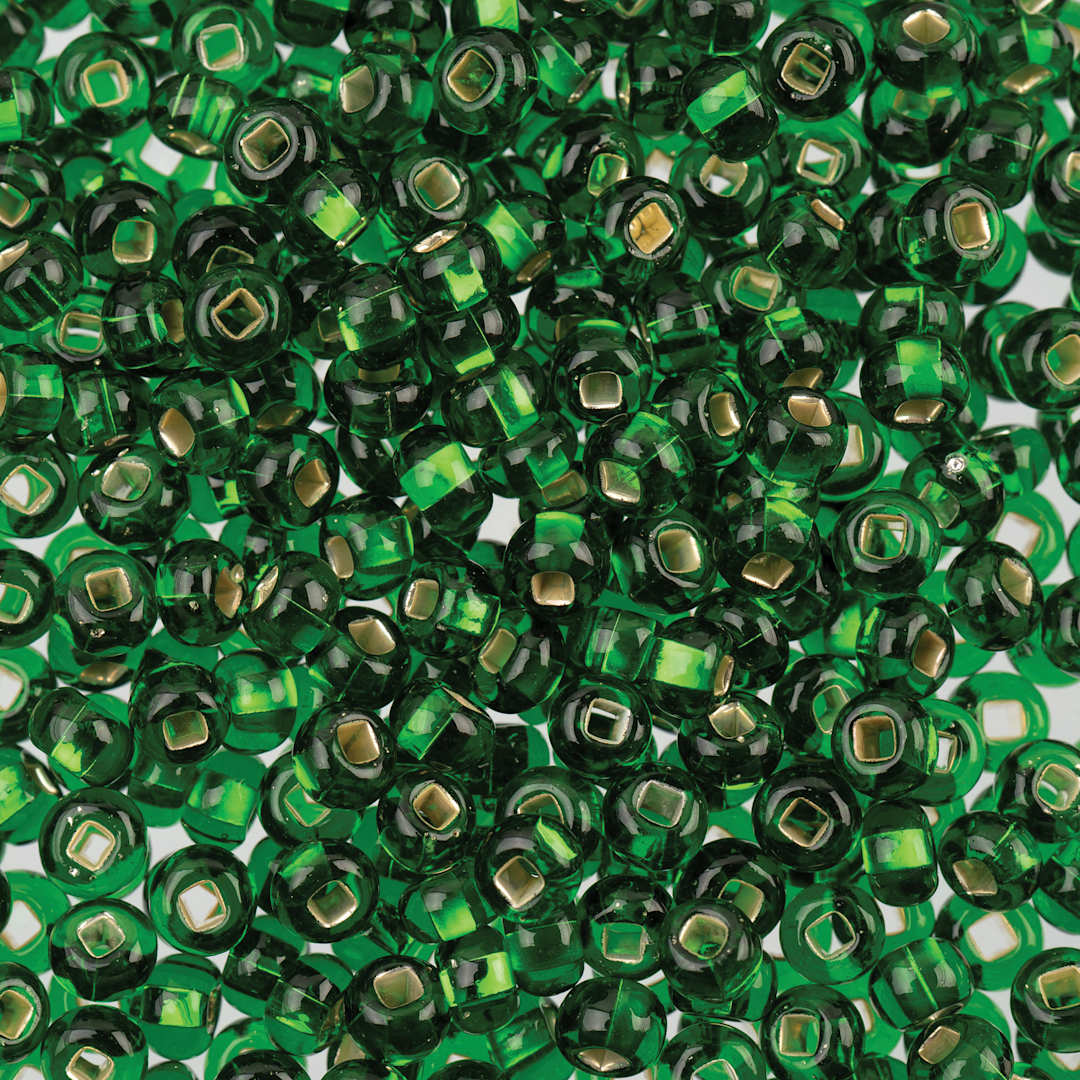 Open in modal -  John Bead 6/0 Czech Glass Seed Beads - Kelly Green Silver-Lined