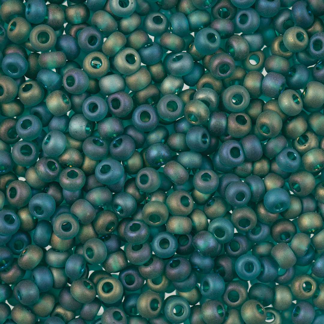 Open in modal -  John Bead 8/0 Czech Glass Seed Beads -Transparent AB Matt Green