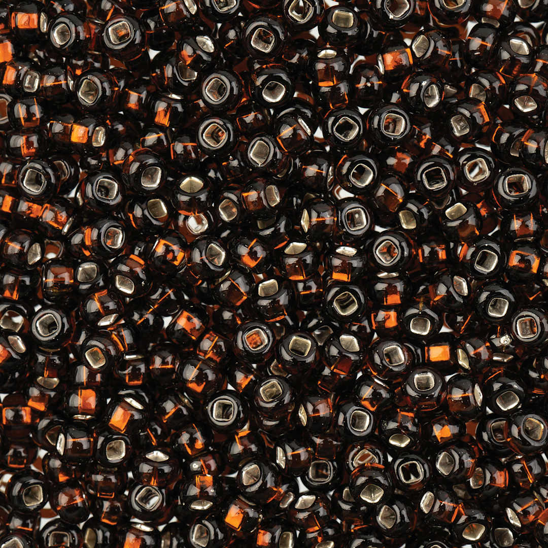 Open in modal -  John Bead 8/0 Czech Glass Seed Beads - Transparent Dark Brown Silver-Lined