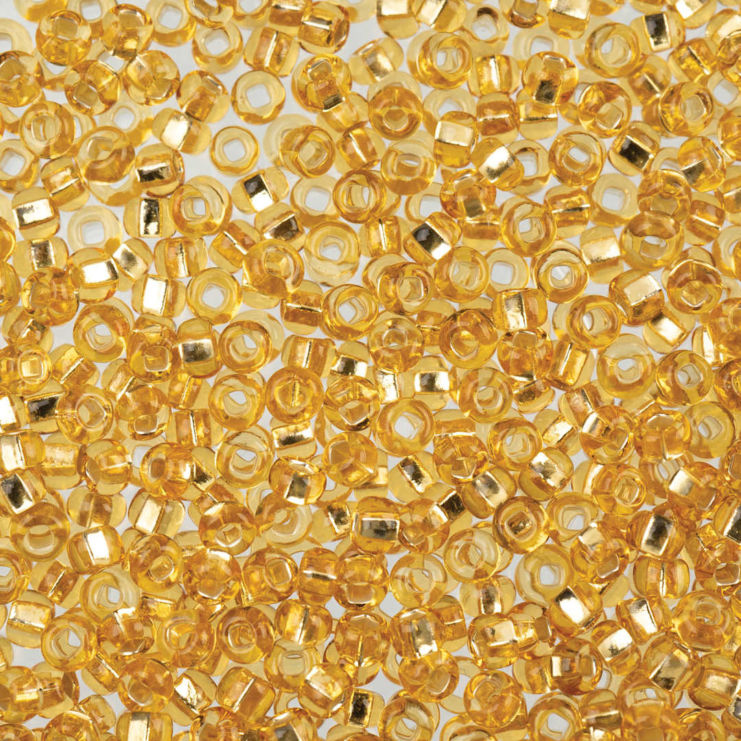 Open in modal -  John Bead 8/0 Czech Glass Seed Beads - Transparent Light Gold Silver-Lined