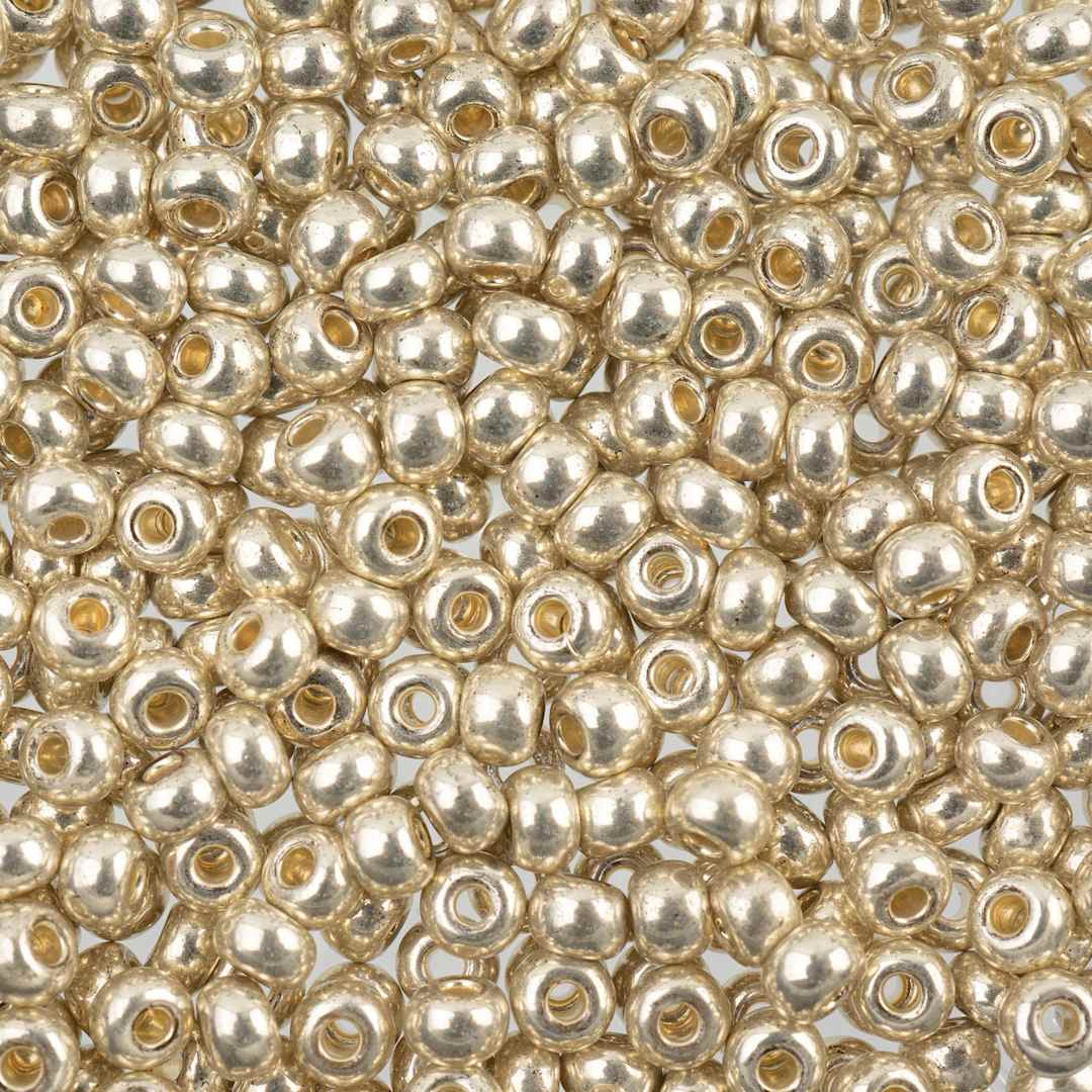 Open in modal - John Bead 6/0 Czech Glass Seed Beads - Metallic Silver