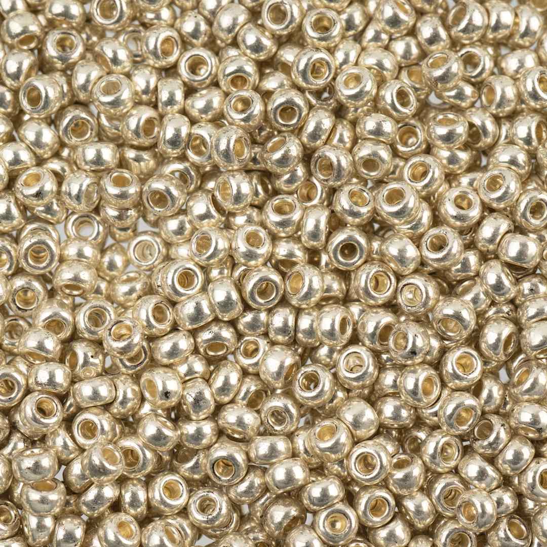 Open in modal - John Bead 8/0 Czech Glass Seed Beads - Metallic Silver