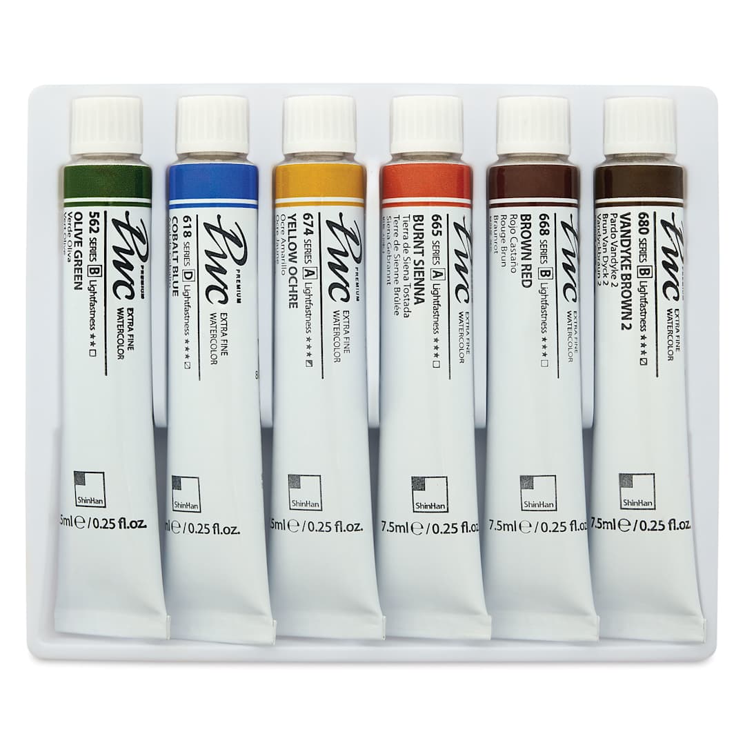 Open in modal - PWC Extra Fine Professional Watercolor - Set of 6, Earth Colors, 7.5 ml tubes