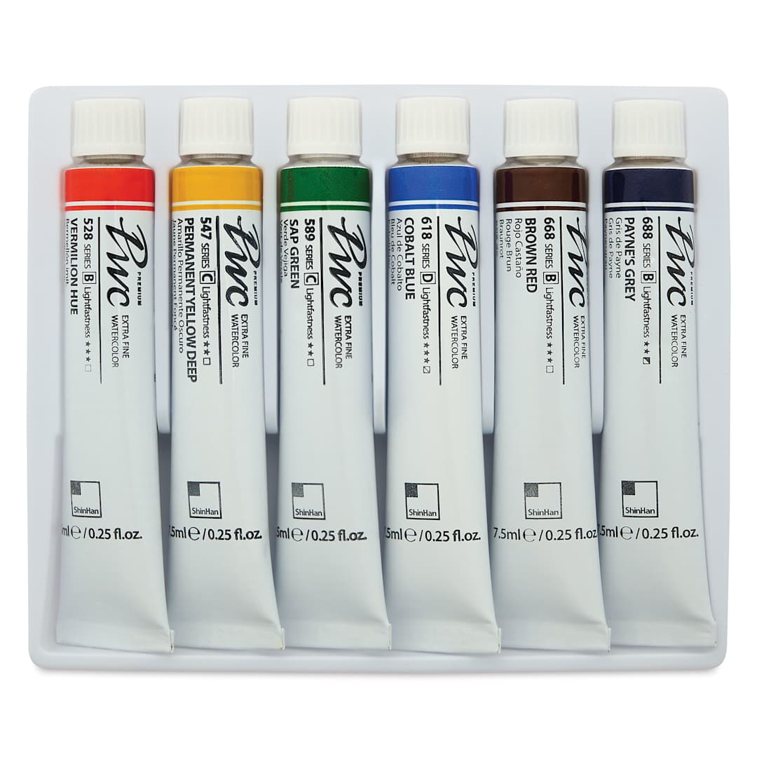 Open in modal - PWC Extra Fine Professional Watercolor - Set of 6, Urban Sketch Colors, 7.5 ml tubes