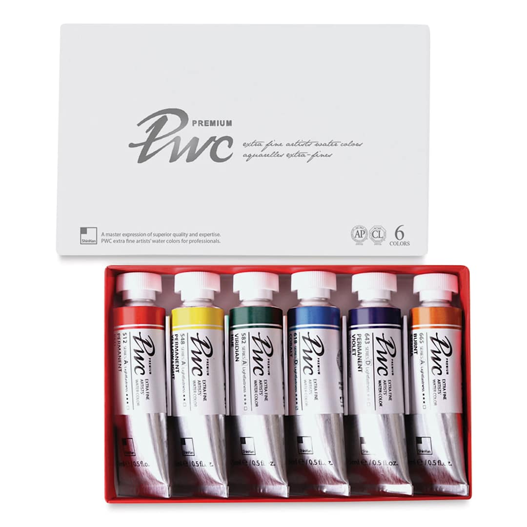 Open in modal - ShinHan PWC Extra Fine Professional Watercolor - Set of 6, Main Colors A, 15 ml, Tubes