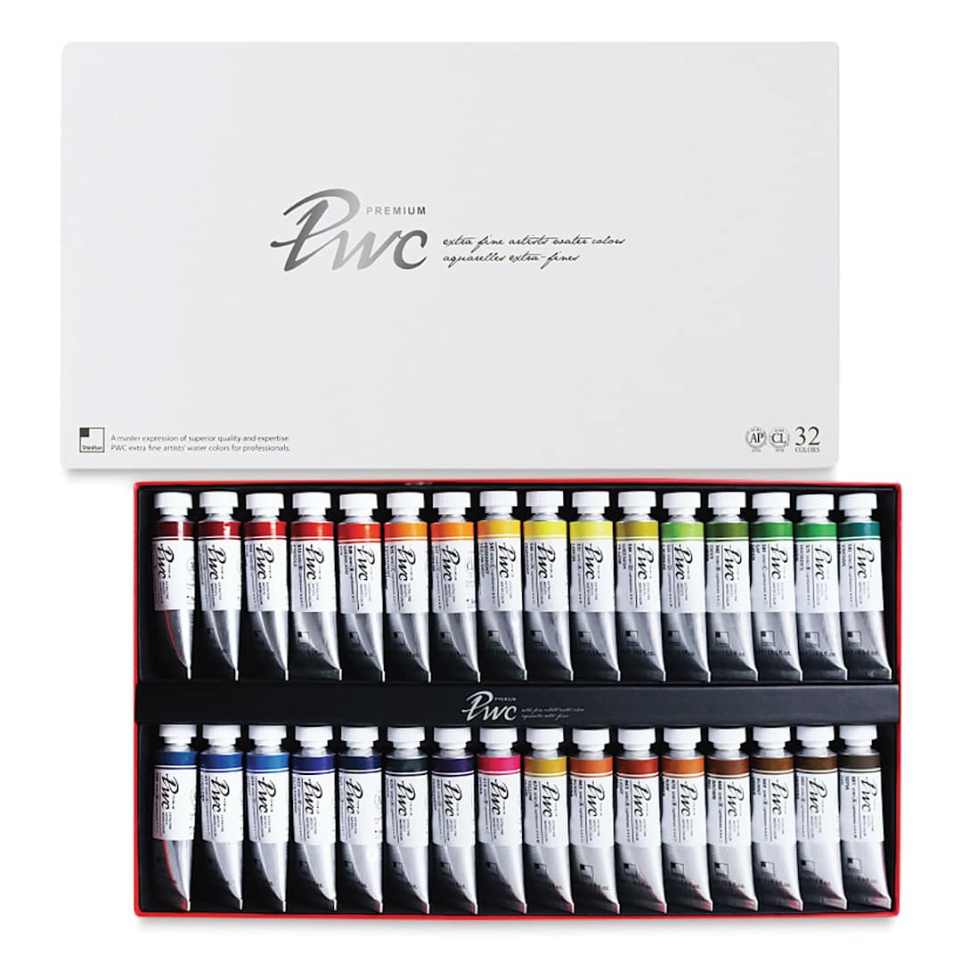 Open in modal - PWC Extra Fine Professional Watercolor - Set of 32, Assorted Colors,15 ml, Tubes