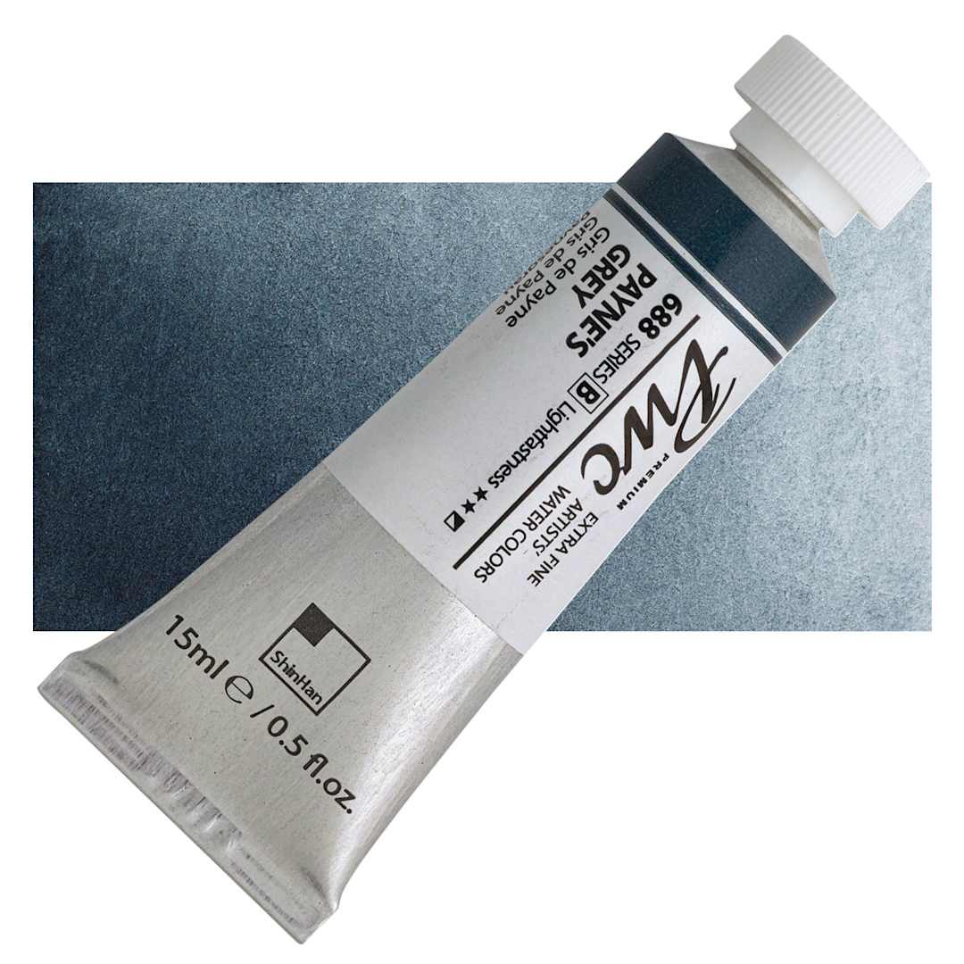Open in modal - PWC Extra Fine Professional Watercolor - Payne's Grey, 15 ml, Tube and swatch