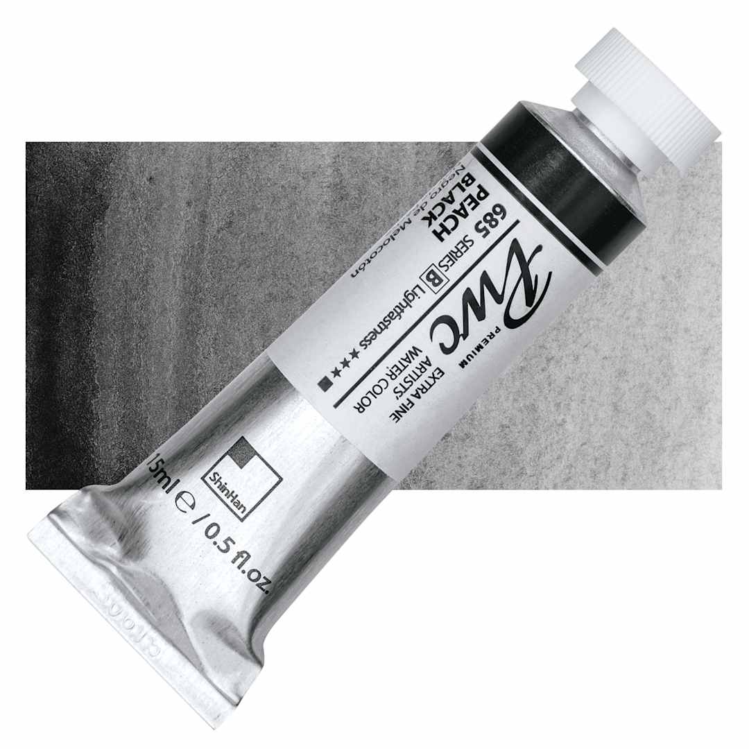 Open in modal - PWC Extra Fine Professional Watercolor - Peach Black, 15 ml, Tube and swatch