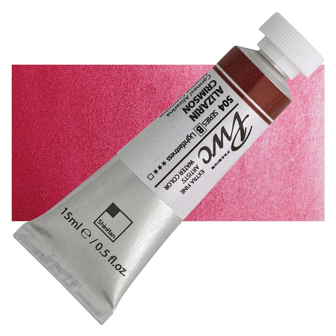 Open in modal - PWC Extra Fine Professional Watercolor - Alizarin Crimson, 15 ml, Tube and swatch