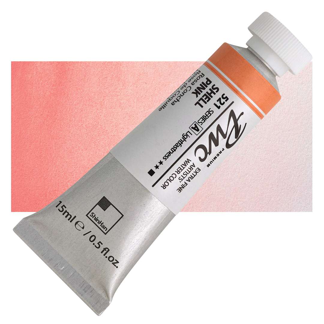 Open in modal - PWC Extra Fine Professional Watercolor - Shell Pink, 15 ml, Tube and swatch