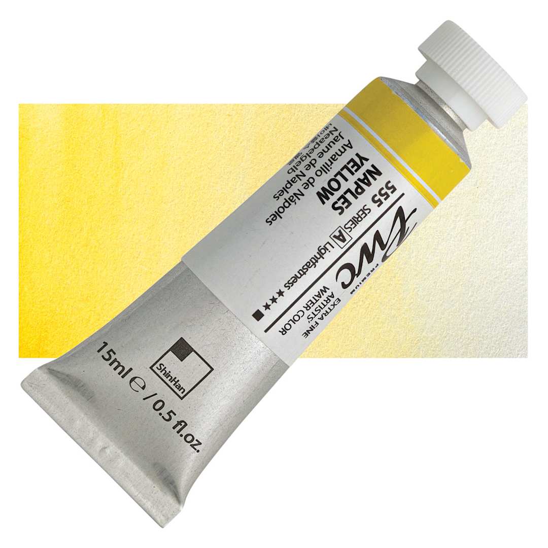 Open in modal - PWC Extra Fine Professional Watercolor - Naples Yellow, 15 ml, Swatch with Tube