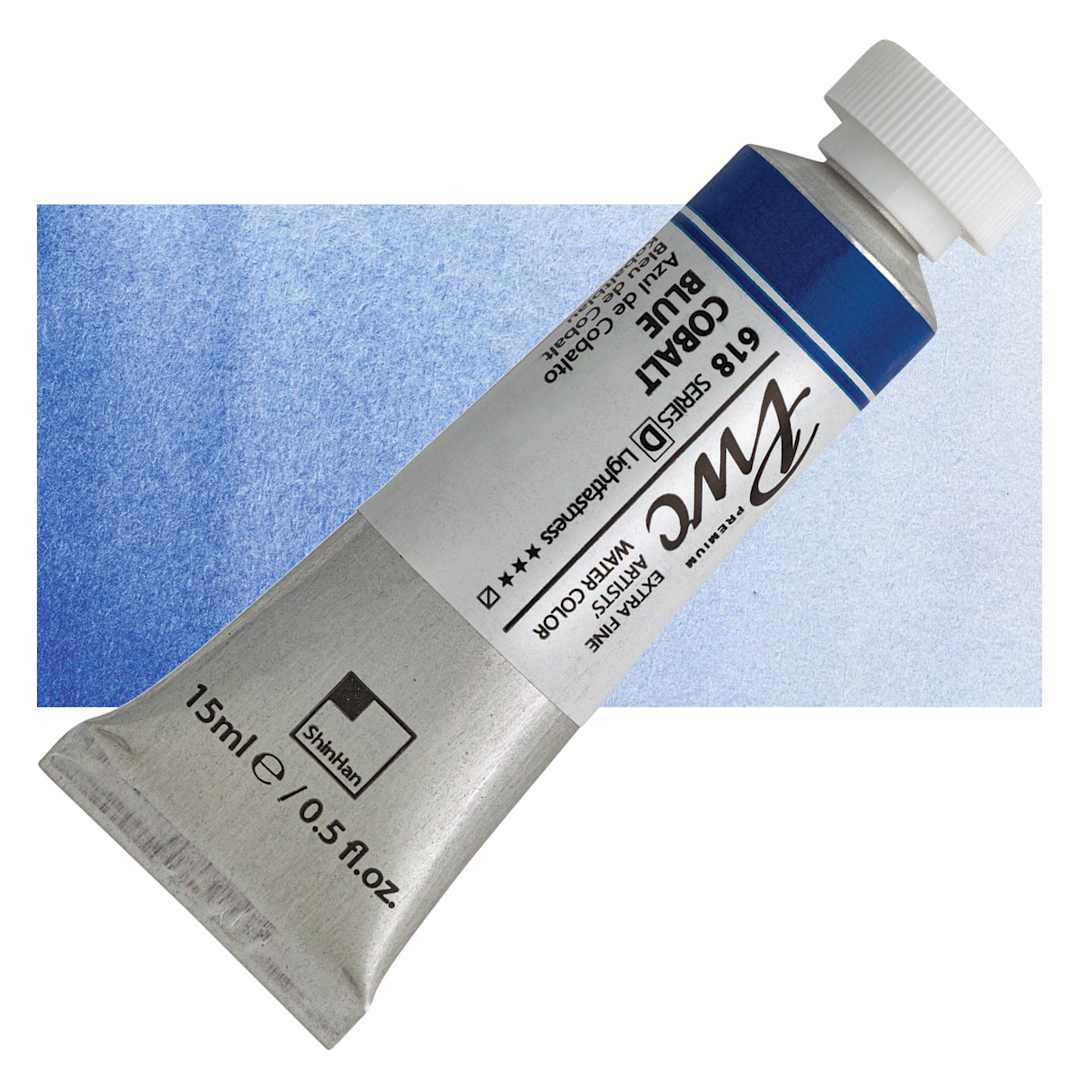 Open in modal - PWC Extra Fine Professional Watercolor - Cobalt Blue, 15 ml, Tube and swatch