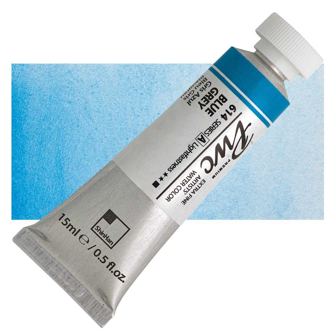 Open in modal - PWC Extra Fine Professional Watercolor - Blue Grey, 15 ml, Tube and swatch