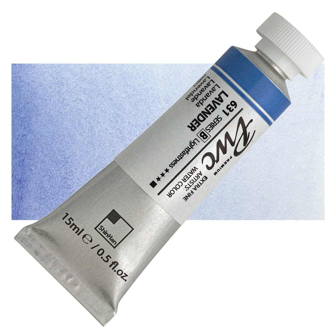 Open in modal - PWC Extra Fine Professional Watercolor - Lavender, 15 ml, Tube and swatch