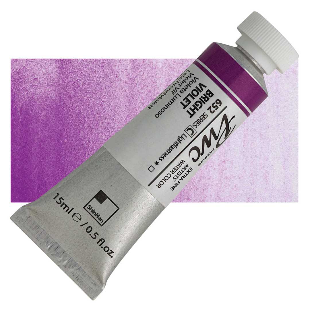 Open in modal - PWC Extra Fine Professional Watercolor - Bright Violet, 15 ml, Tube and swatch