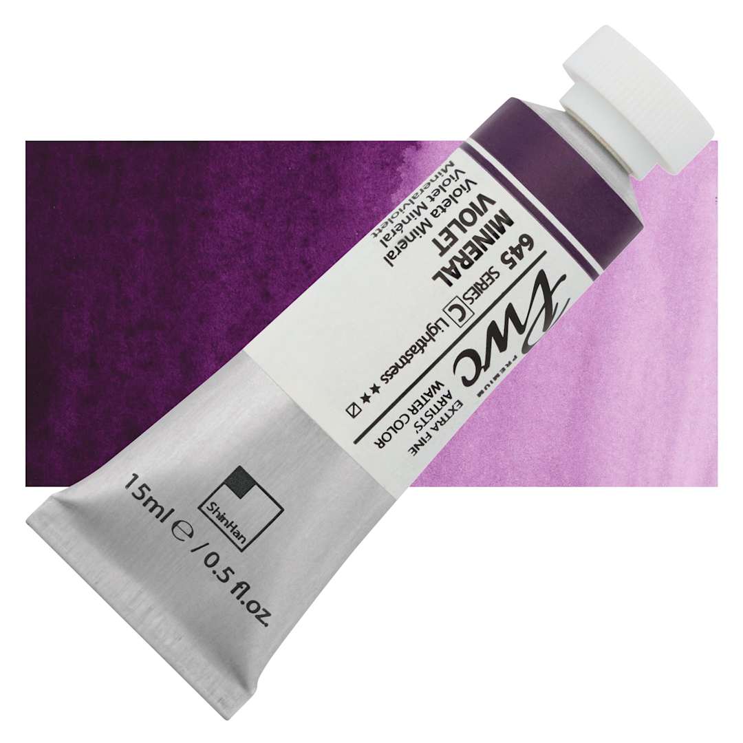 Open in modal - PWC Extra Fine Professional Watercolor - Mineral Violet, 15 ml, Tube and swatch