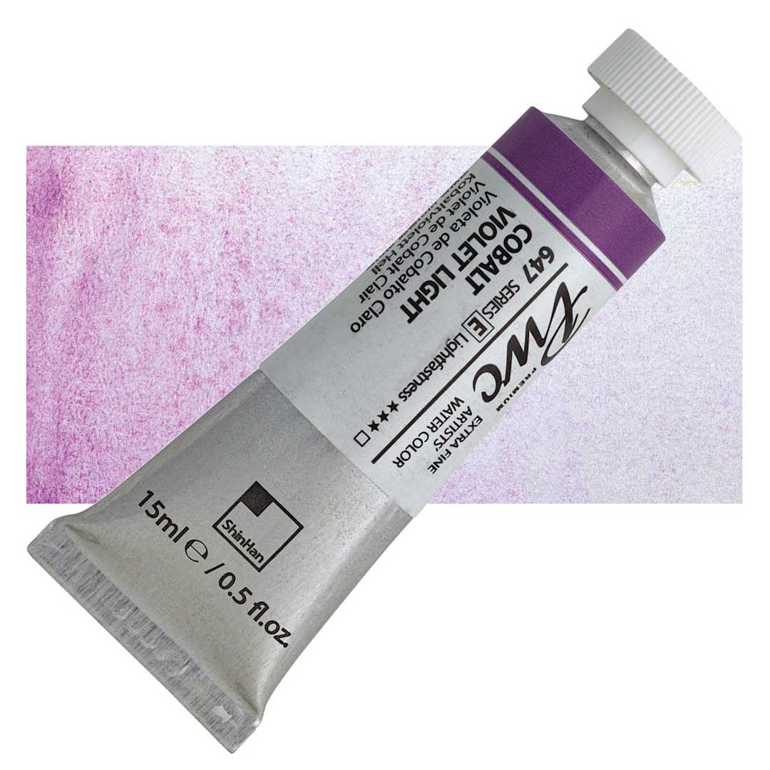 Open in modal - PWC Extra Fine Professional Watercolor - Cobalt Violet Light, 15 ml, Tube and swatch