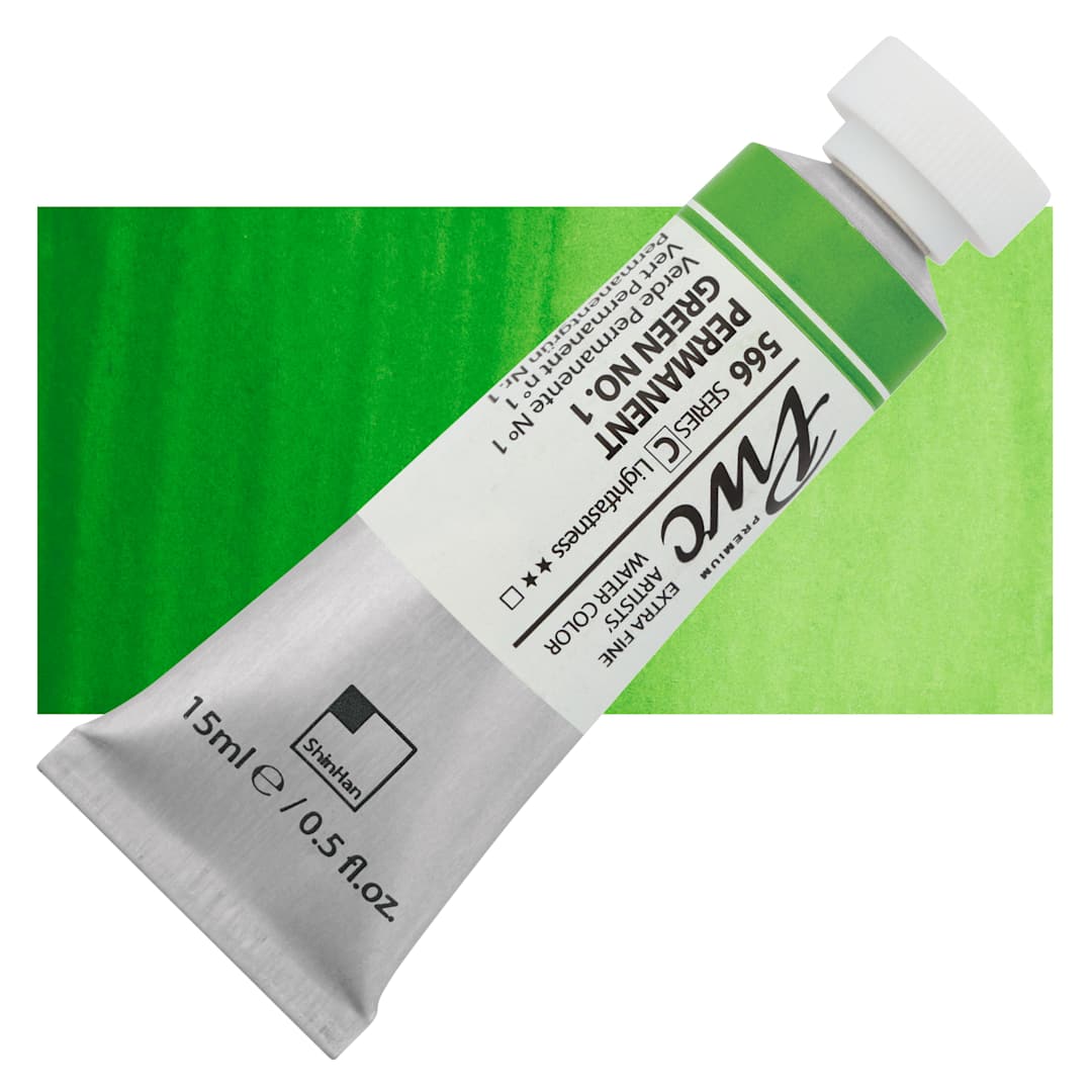 Open in modal - PWC Extra Fine Professional Watercolor - Permanent Green 1, 15 ml, Tube