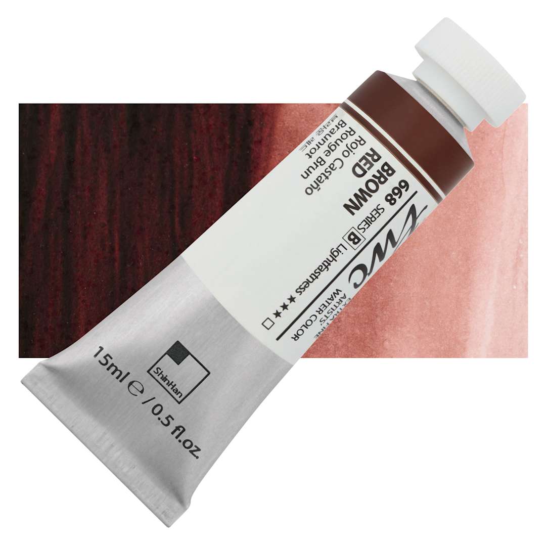 Open in modal - PWC Extra Fine Professional Watercolor - Brown Red, 15 ml, Tube and swatch
