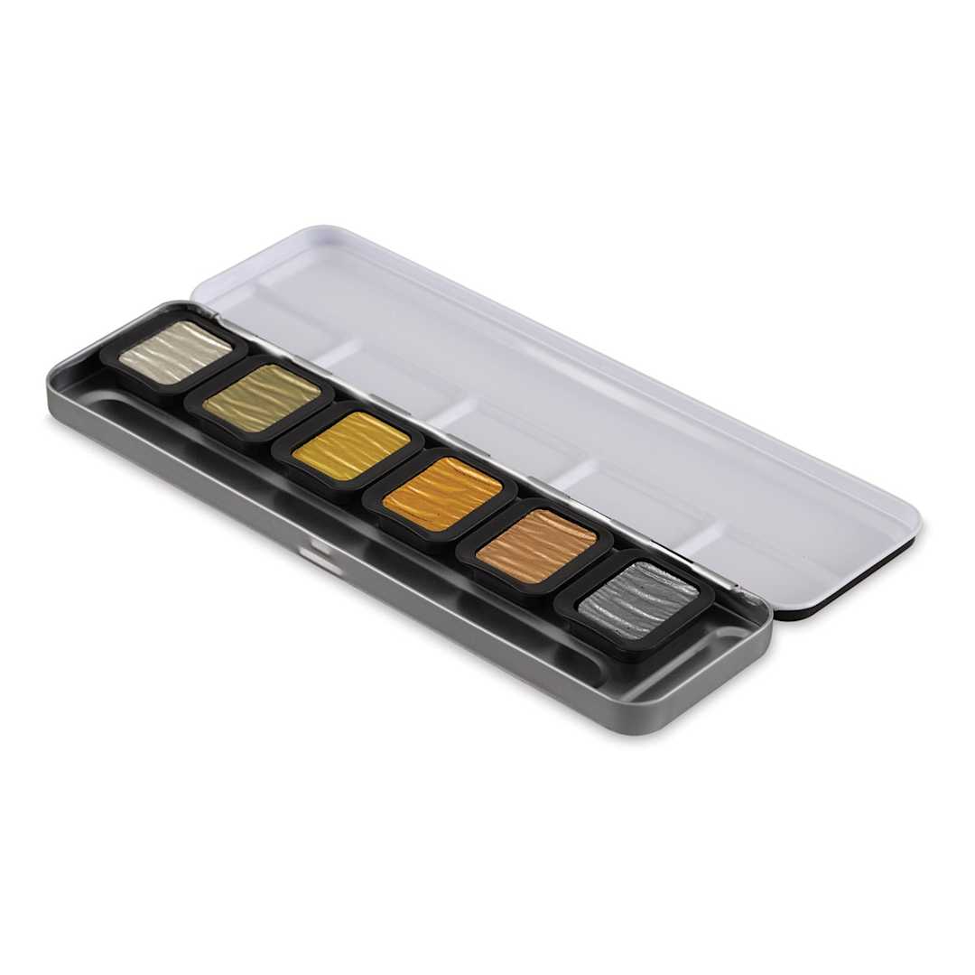 Open in modal - Finetec Premium Watercolor Pans Set - Pearlescent Antique Tones, Set of 6